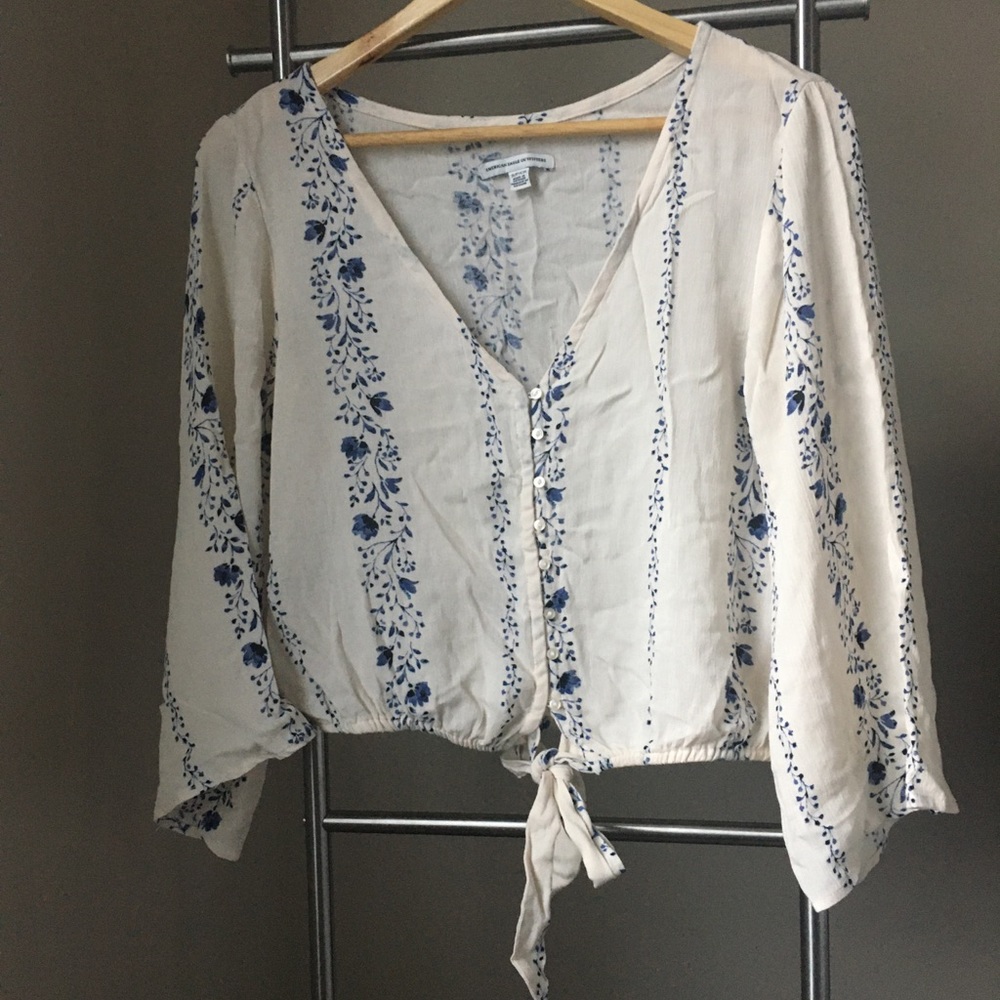 American Eagle crop top blouse Size S